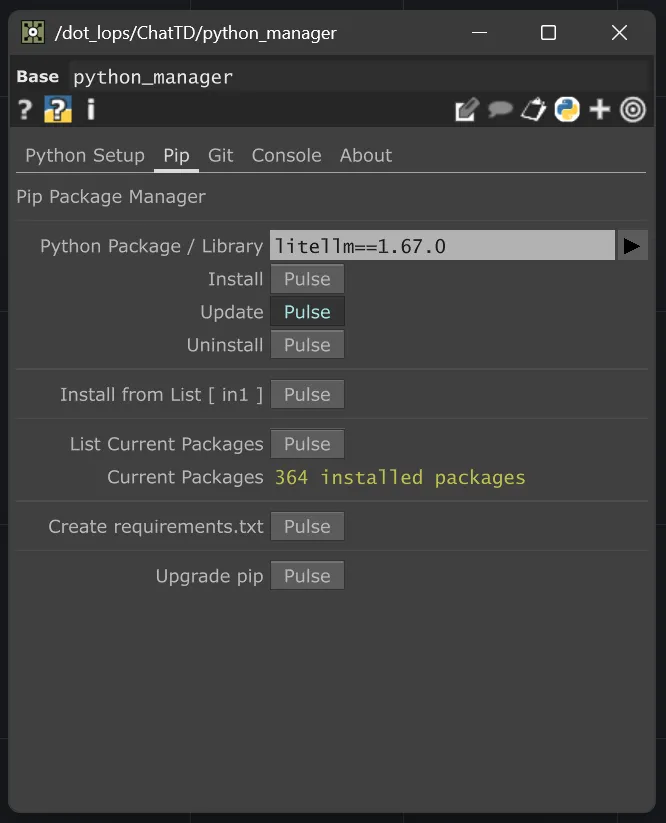 Python Manager Component